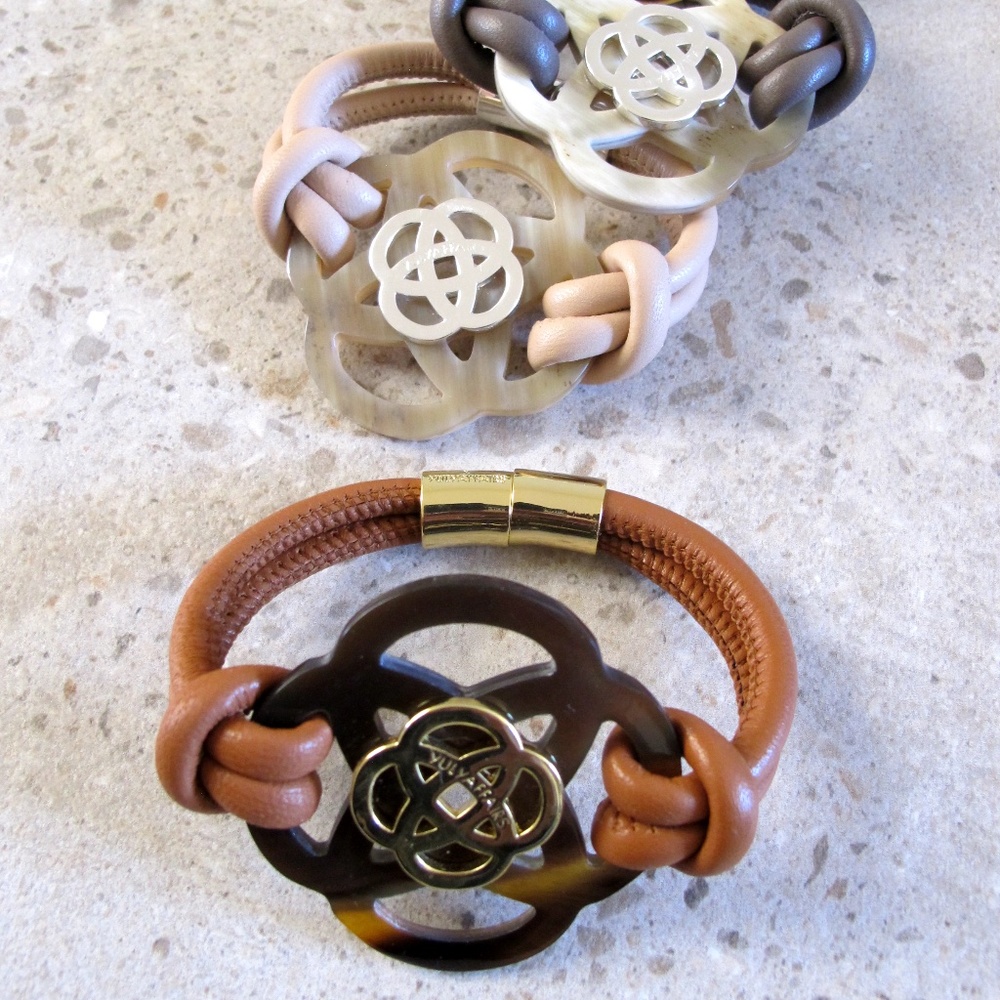 Double Infinity Horn and Leather Bracelet